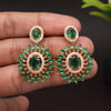 Green & White Color American Diamond Earrings (ADE483GRNWHT)
