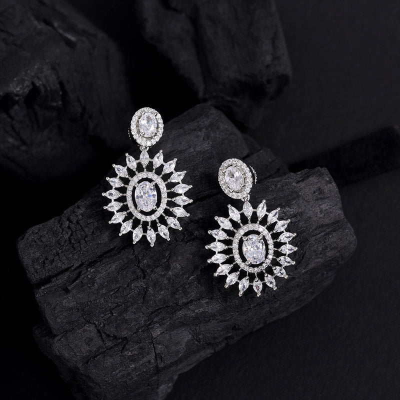 Silver Color American Diamond Earrings (ADE484SLV)