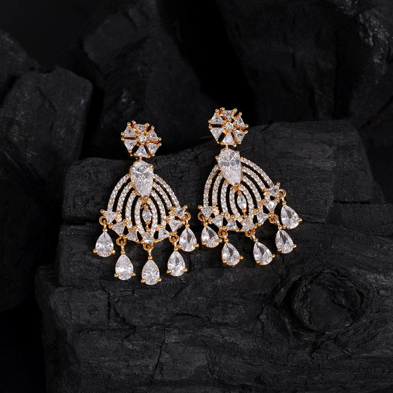 White Color American Diamond Earrings (ADE494WHT)