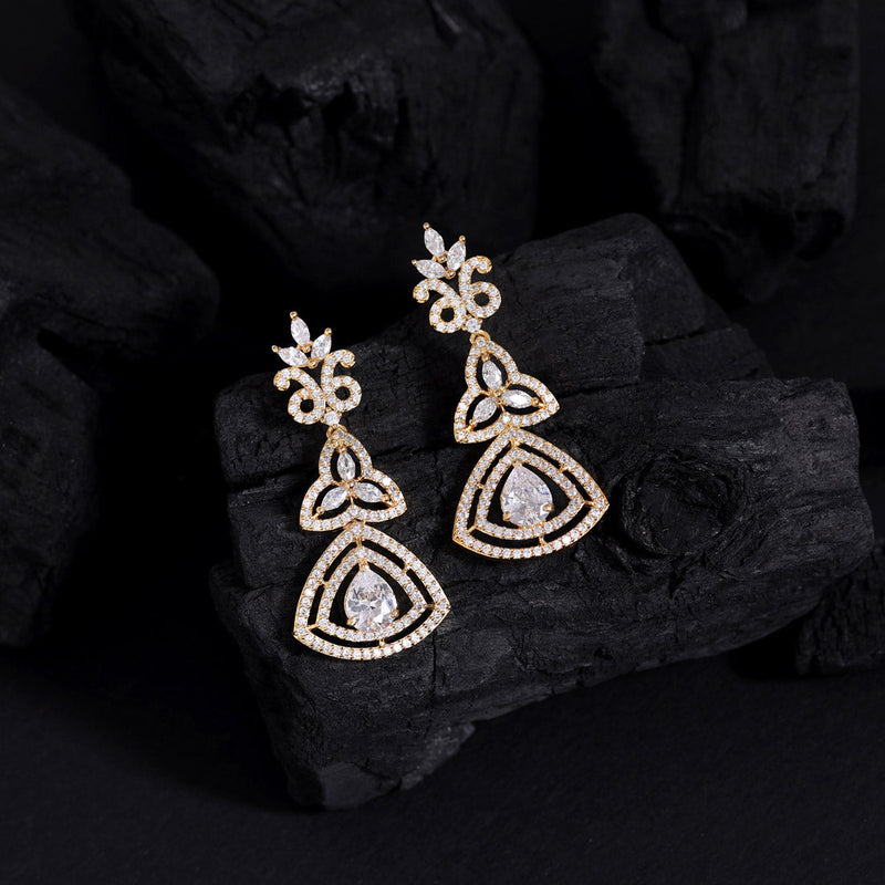 White Color American Diamond Earrings (ADE496WHT)