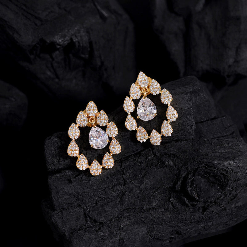 White Color American Diamond Earrings (ADE504WHT)