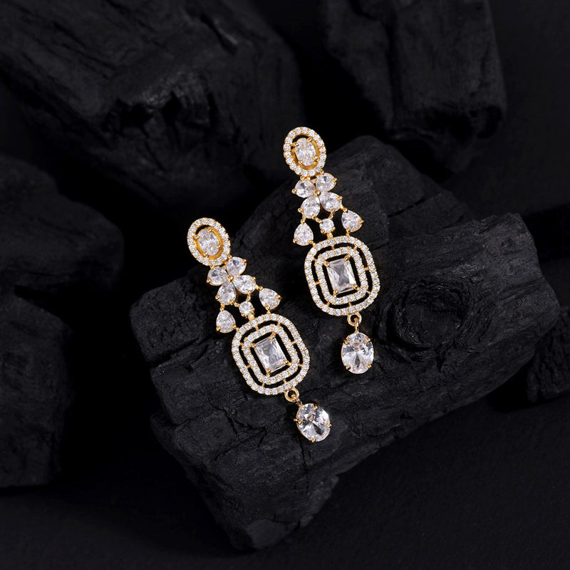 White Color American Diamond Earrings (ADE510WHT)