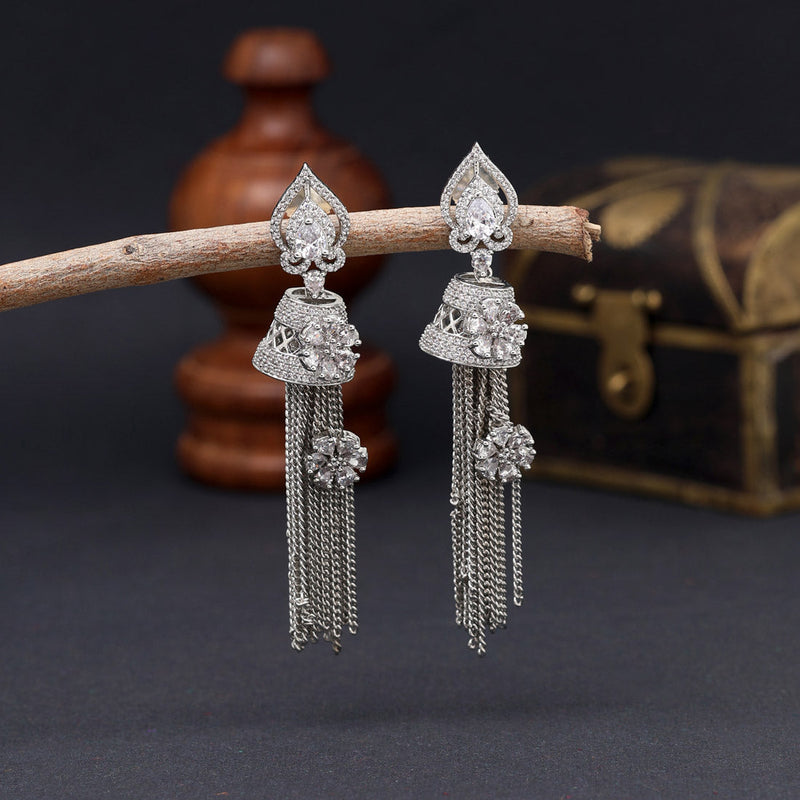 Silver Color American Diamond Earrings (ADE516SLV)