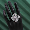 Pista Green Color American Diamond Finger Ring (ADR417PGRN)