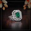 Green Color American Diamond Finger Ring (ADR423GRN)