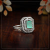 Pista Green Color American Diamond Finger Ring (ADR423PGRN)