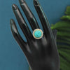 Aqua Green Color American Diamond Finger Ring (ADR429BT)