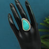 Aqua Green Color American Diamond Finger Ring (ADR438BT)