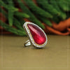 Maroon Color American Diamond Finger Ring (ADR438MRN)