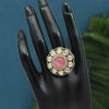 Pink Color American Diamond Finger Ring (ADR441PNK)