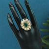 Green Color American Diamond Finger Ring (ADR442GRN)