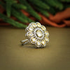 Silver & Gold Color American Diamond Finger Ring (ADR443GS)