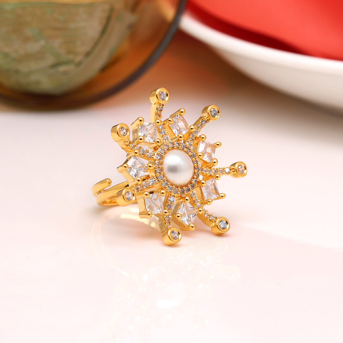 White Color American Diamond Finger Ring (ADR501WHT)