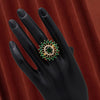 Green Color American Diamond Finger Ring (ADR511GRN)