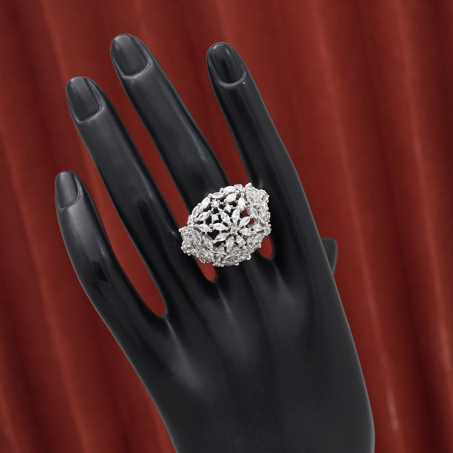 Sleek Gold And American Diamond Finger Ring | 49jewels.com