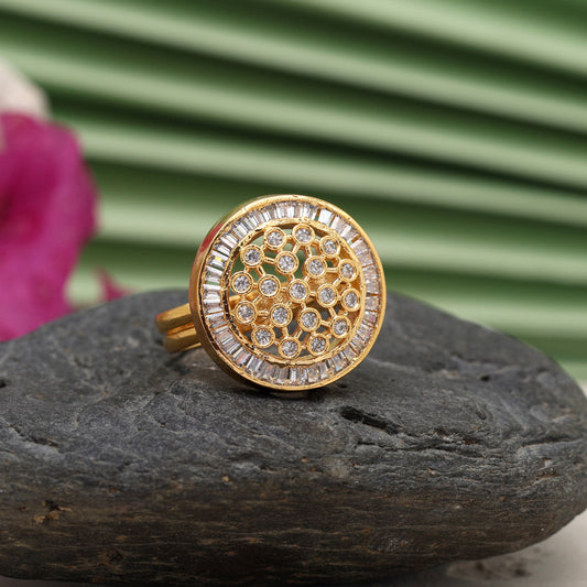 White Color American Diamond Finger Ring (ADR541WHT)
