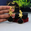 Black Color Glass Stone Amrapali Earrings (AMPE364BLK)