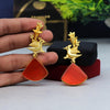 Orange Color Glass Stone Amrapali Earrings (AMPE364ORG)