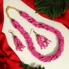 Pink Color Onyx Stone Necklace Set (AMPN124PNK)