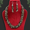 Black Color Onyx Stone Necklace Set (AMPN131BLK)