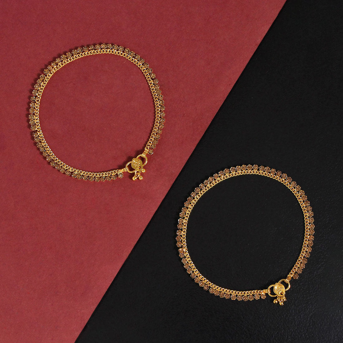 Gold Color Rhinestone Anklets (ANK1003GLD)