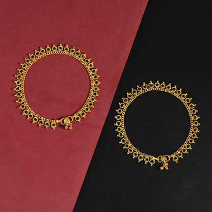 Green Color Rhinestone Anklets (ANK1007GRN)