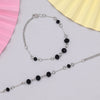 Black & Silver Color 6 Pair Of Anklets (ANK104CMB)