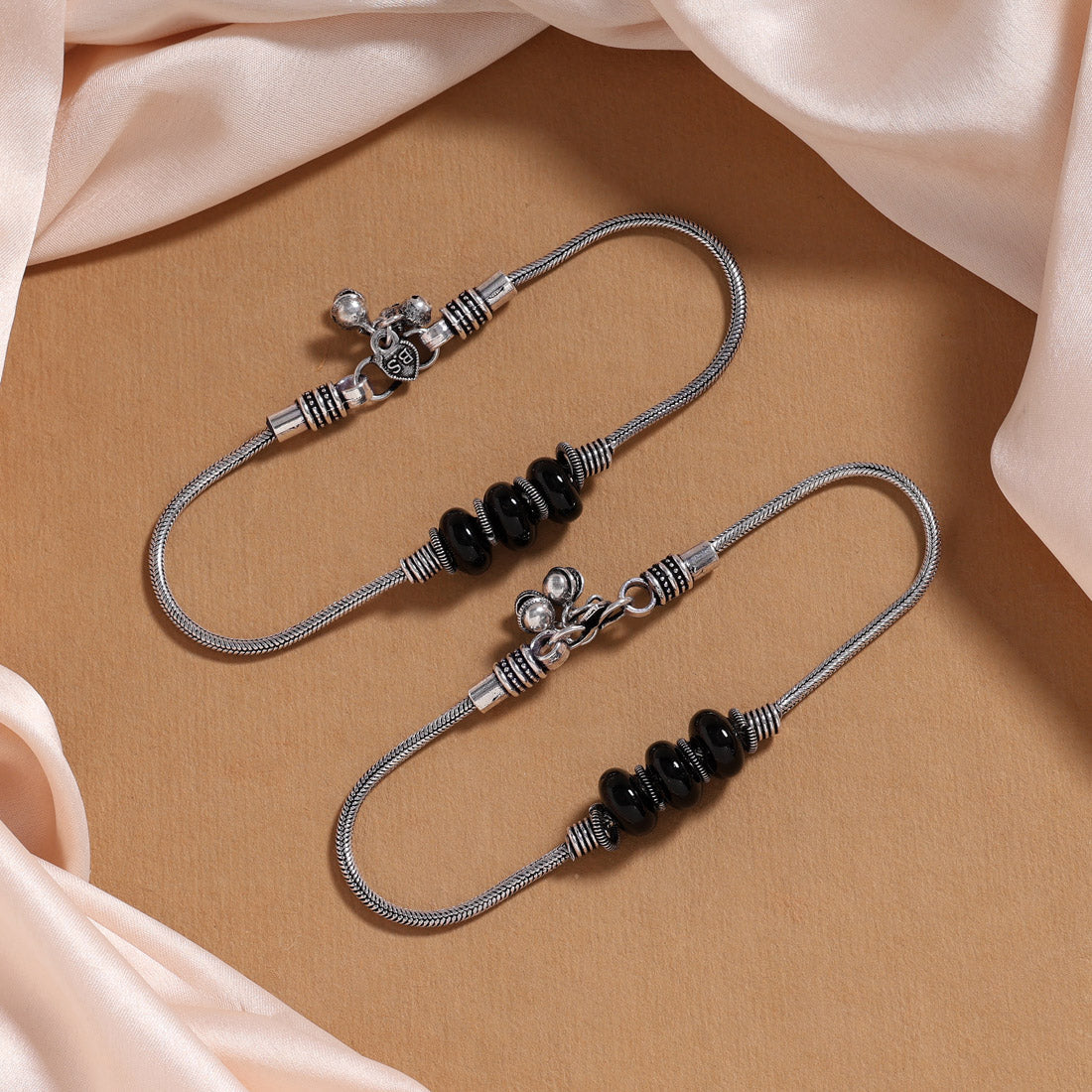 Black Color Oxidised Anklets (ANK1096BLK)