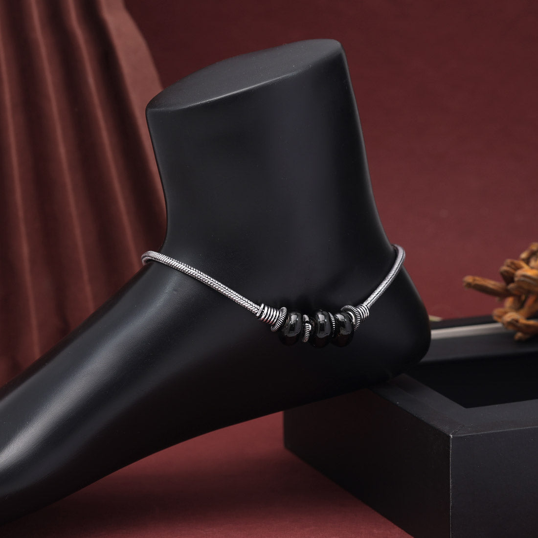 Black Color Oxidised Anklets (ANK1096BLK)