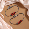 Red Color Oxidised Anklets (ANK1096RED)