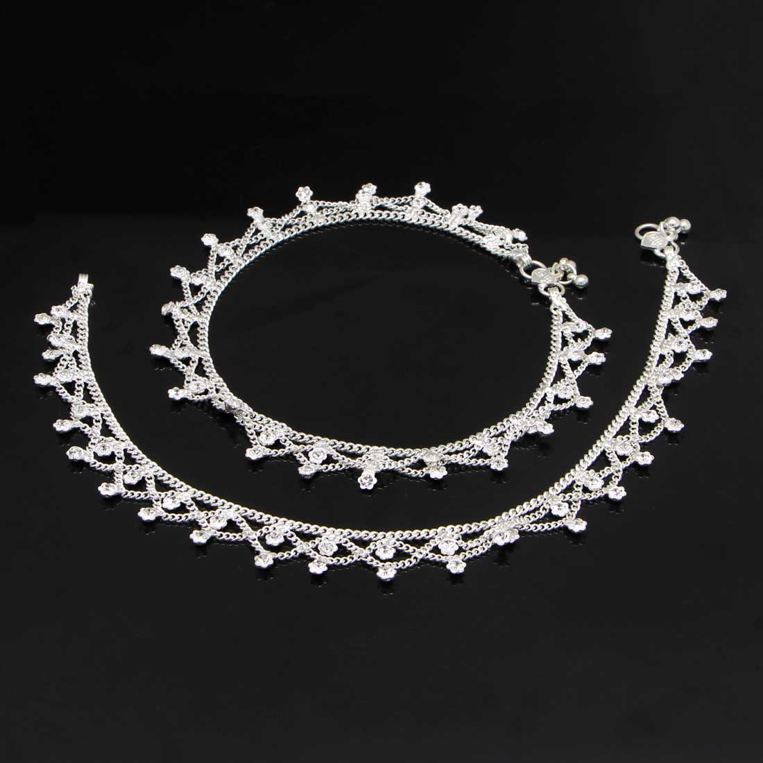 Silver Color Rhinestone Anklets (ANK360SLV)