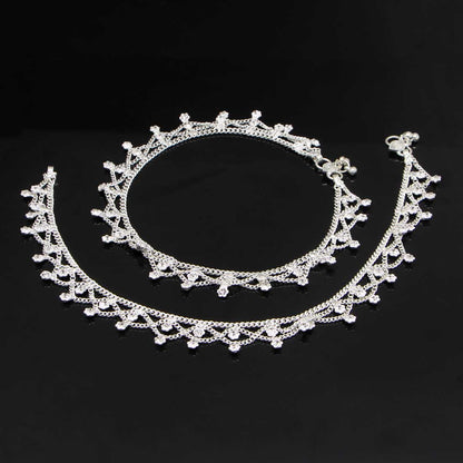 Silver Color Rhinestone Anklets (ANK360SLV)