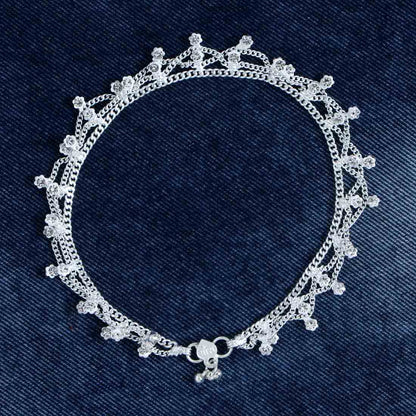 Silver Color Rhinestone Anklets (ANK360SLV)