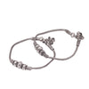 Silver Color Metallic Beads Traditional Look Oxidised Anklets (ANK63SLV)