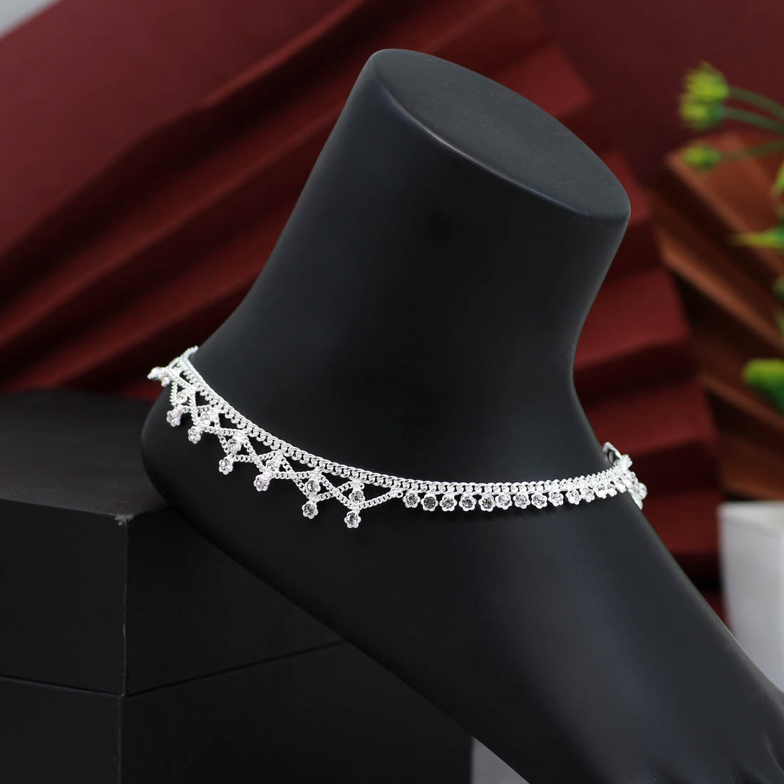 Silver Color Rhinestone Anklets (ANK916SLV)