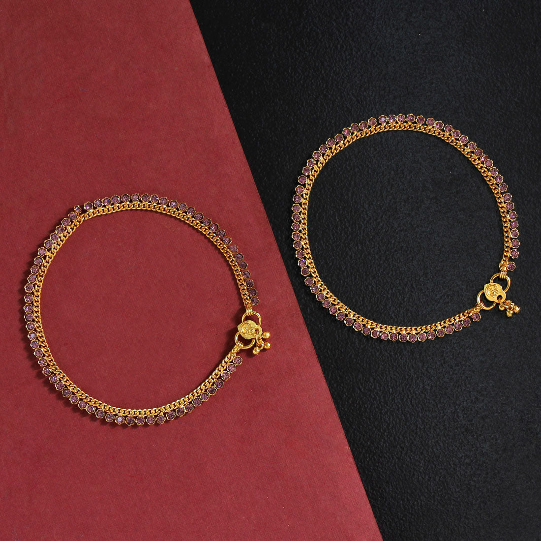 Purple Color Rhinestone Anklets (ANK919PRP)