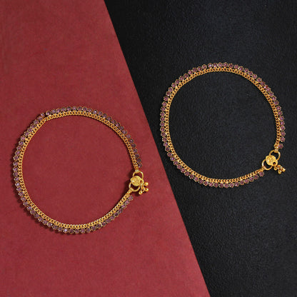 Purple Color Rhinestone Anklets (ANK919PRP)