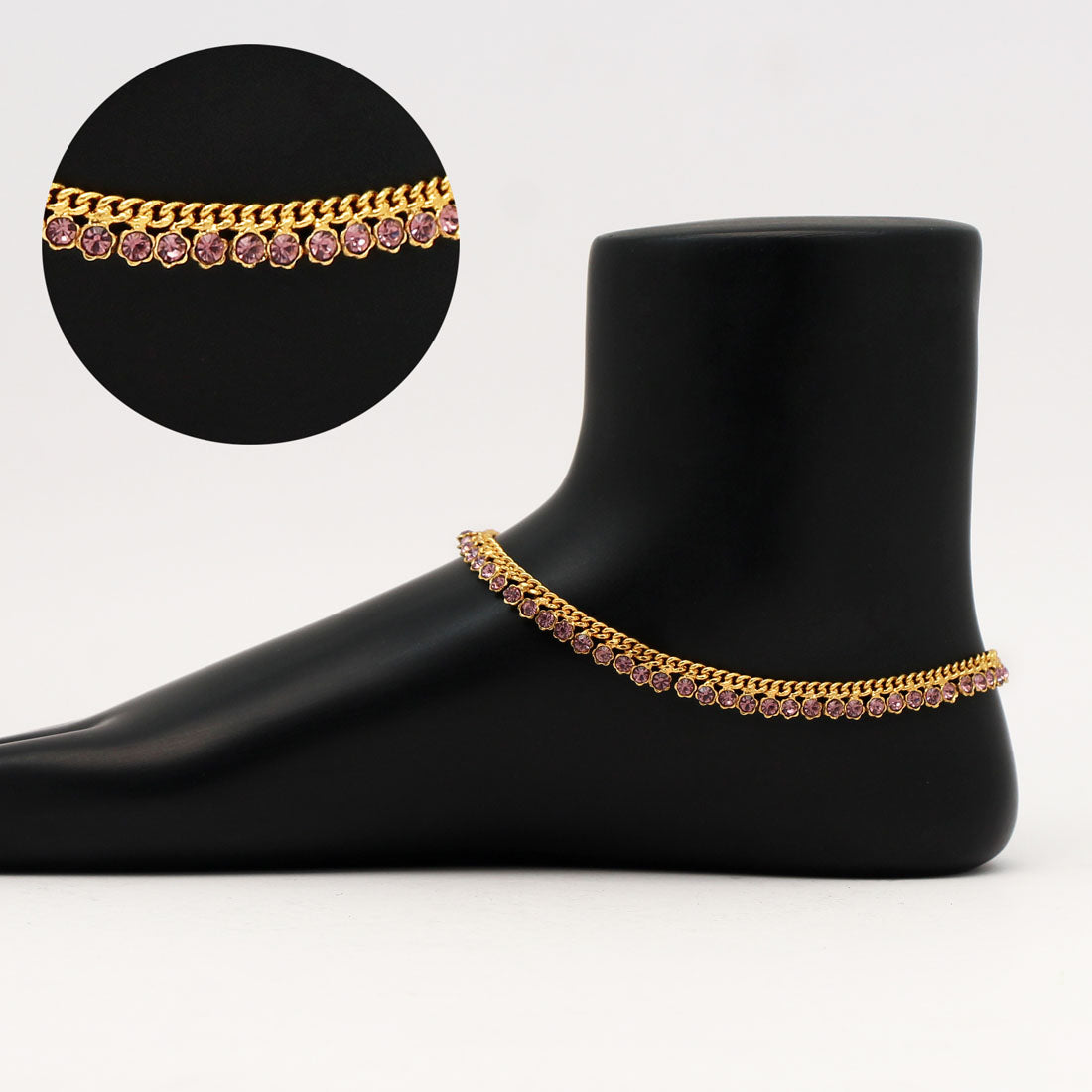 Purple Color Rhinestone Anklets (ANK919PRP)