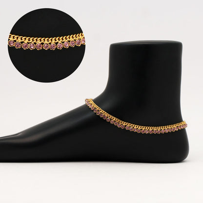 Purple Color Rhinestone Anklets (ANK919PRP)