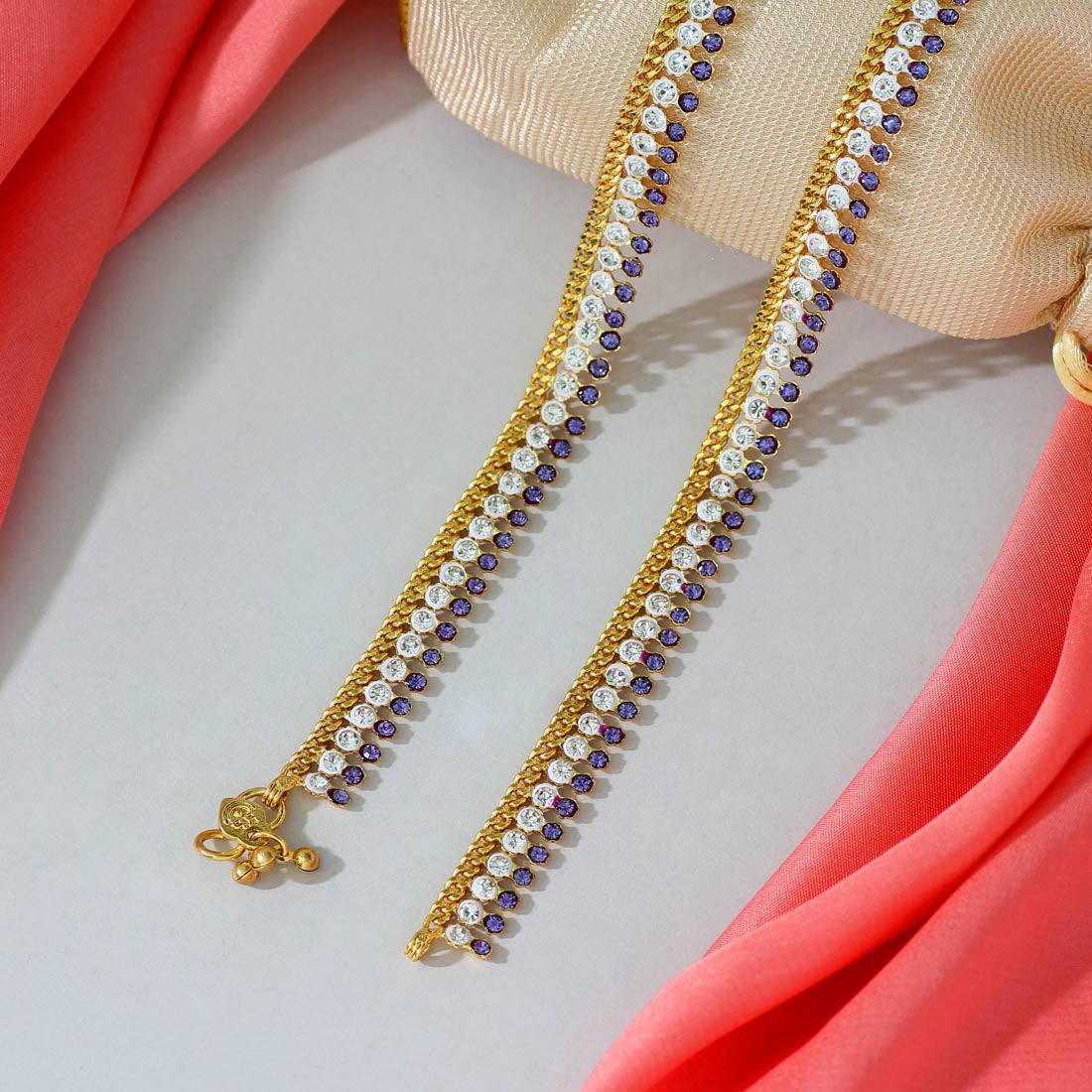Blue Color Rhinestone Anklets (ANK928BLU)