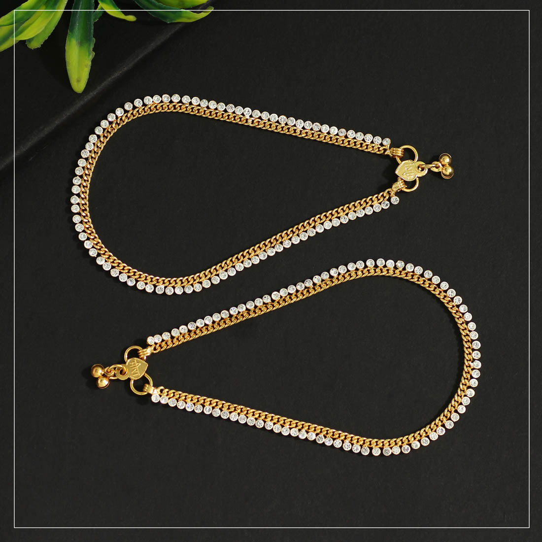 Gold Color Rhinestone Anklets (ANK938GLD)