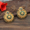 Green Color Glass Stone Antique Earrings (ANTE1283GRN)