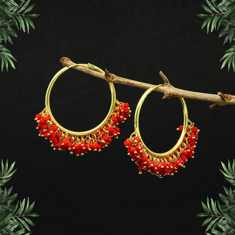 Red Color Antique Hoop Earrings (ANTE1459RED)