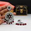 Maroon Color Glass Stone Antique Earrings (ANTE1461MRN)