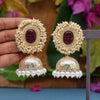 Maroon Color Antique Jhumka Earrings (ANTE1464MRN)