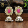 Pink Color Antique Jhumka Earrings (ANTE1464PNK)