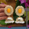 Yellow Color Antique Jhumka Earrings (ANTE1464YLW)