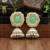Parrot Green Color Antique Jhumka Earrings (ANTE1466PGRN)