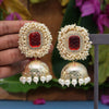 Red Color Antique Jhumka Earrings (ANTE1466RED)
