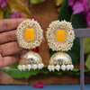 Yellow Color Antique Jhumka Earrings (ANTE1466YLW)
